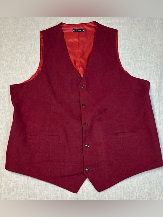 Source Unknown Men's Burdundy Two-Piece Suit Jacket & Vest - Picture 7 of 11